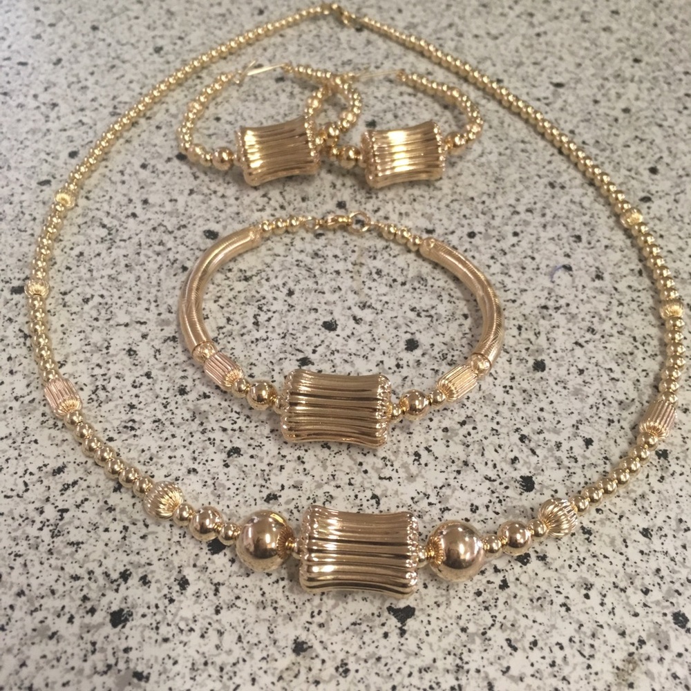 All gold handmade beaded jewelry